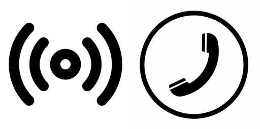 radio signal and telephone icons